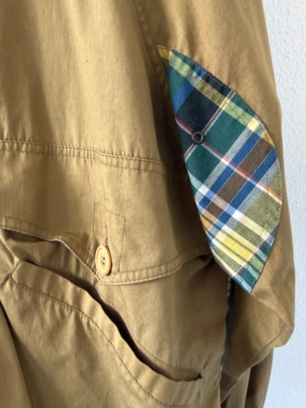 Rodier Hommes Vintage Bomber Jacket – Olive with Plaid Lining - Picture 4 of 8